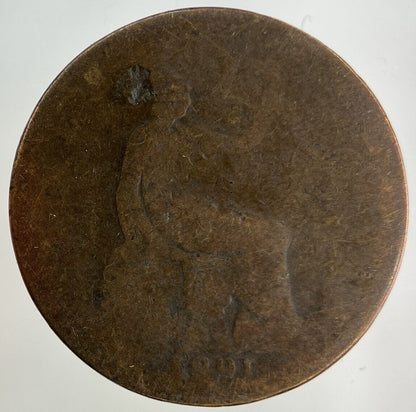 1891 Victoria Half-Penny Coin | Fair Grade