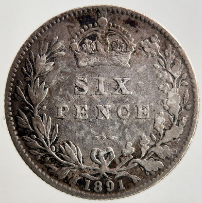 1891 Victoria Sixpence Silver Coin | Fine Collectable Grade