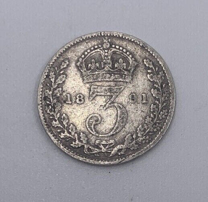 1891 Victoria Threepence | British Silver Coin | Collectable Grade | a049