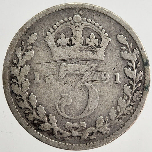 1891 Victoria Threepence Silver Coin | Collectable Grade | a8185