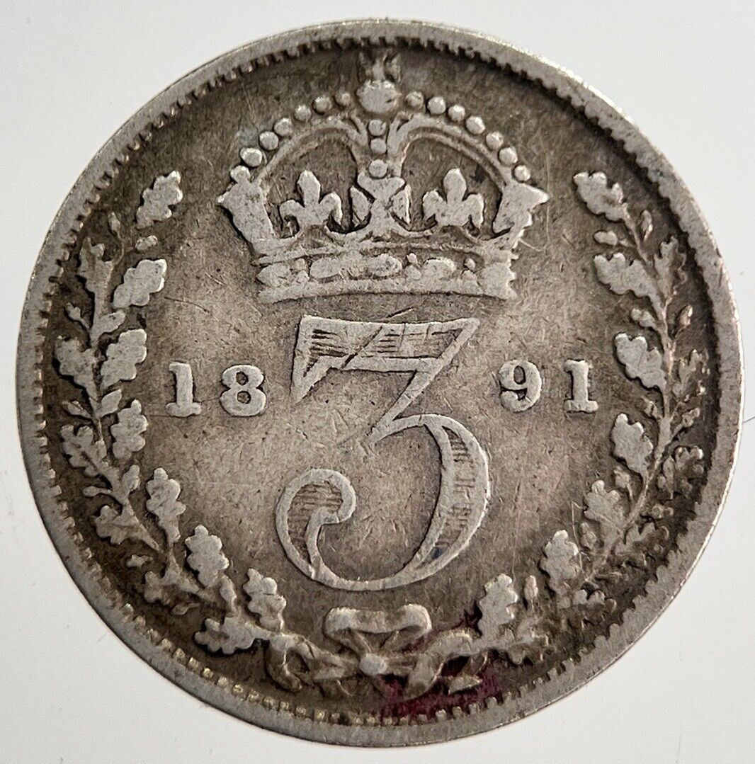 1891 Victoria Threepence Silver Coin | Fine Collectable Grade | a8544