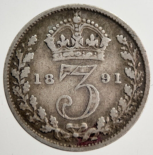 1891 Victoria Threepence Silver Coin | Fine Collectable Grade | a8544