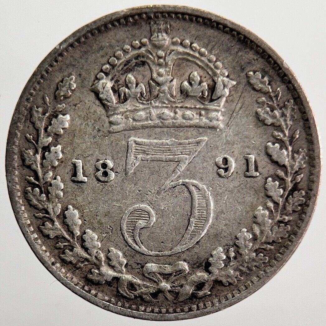 1891 Victoria Threepence Silver Coin | Fine Collectable Grade | a7215