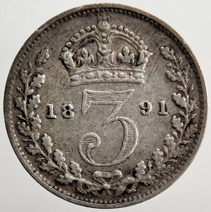 1891 Victoria Threepence Silver Coin | Fine Collectable Grade | a7215