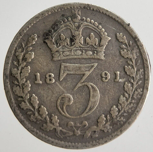 1891 Victoria Threepence Silver Coin | Collectable Grade | a4545