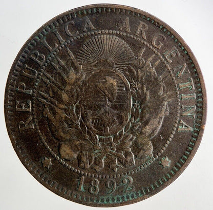 1892 Argentina 2 Dos Centavos Coin | Fine Collectable Grade
