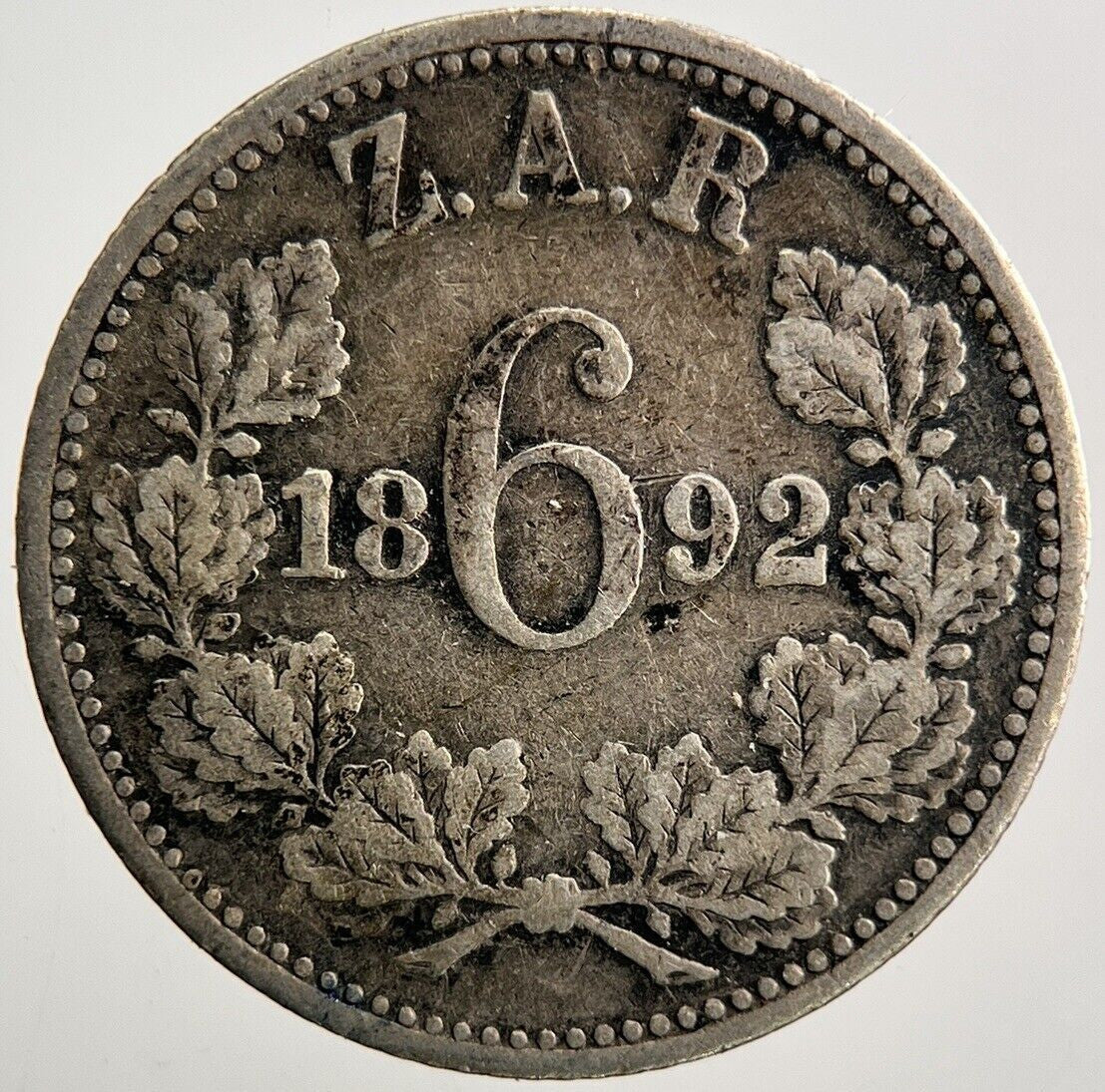 1892 South Africa Zar Sixpence Silver Coin | Collectable Grade | a3629