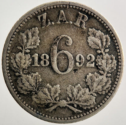 1892 South Africa Zar Sixpence Silver Coin | Collectable Grade | a3629