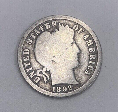 1892 US USA Barber One 1 Dime | American Silver Coin | Collectable Grade | a214