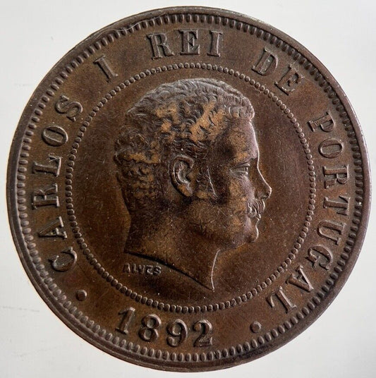 1892 Portugal 20 Reis Coin | Very High Grade | a4745