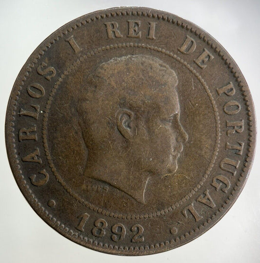 1892 Portugal XX 20 Reis Coin | Fine Collectable Grade