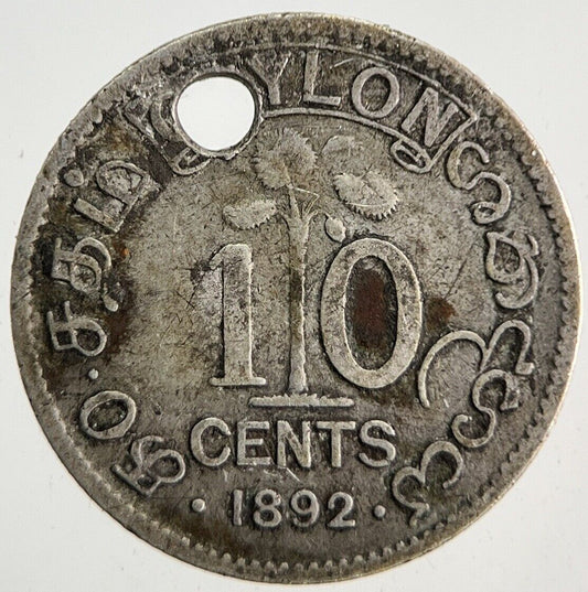 1892 Ceylon 10 Cents Silver Coin | Collectable Grade