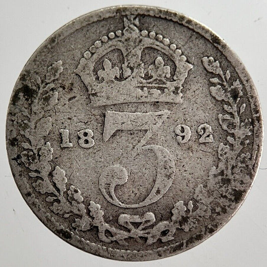 1892 Victoria Threepence Silver Coin | Collectable Grade | a8707