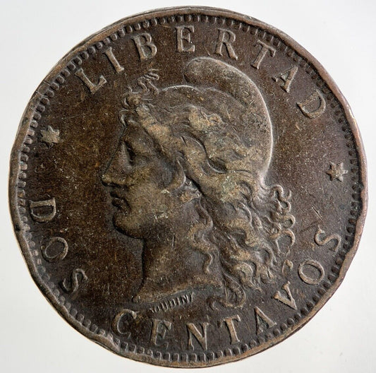 1893 Argentina 2 Dos Centavos Coin | Fine Collectable Grade