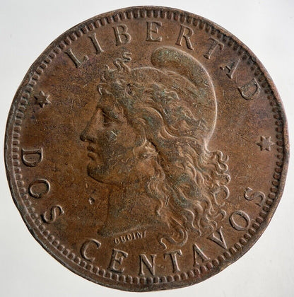 1893 Argentina 2 Dos Centavos Coin | Fine Collectable Grade
