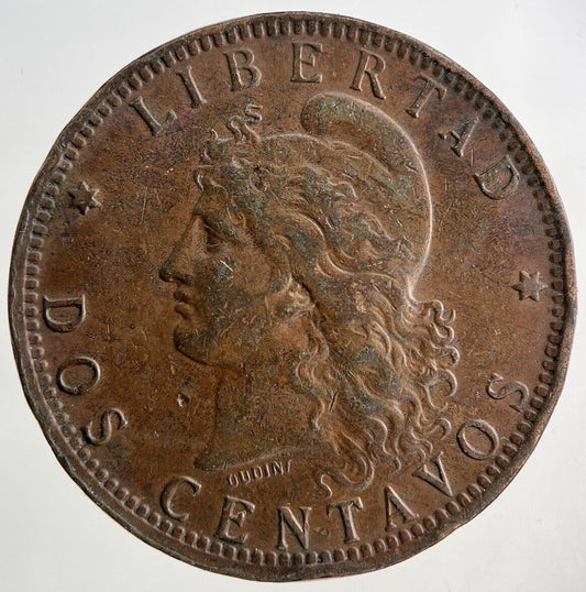 1893 Argentina 2 Dos Centavos Coin | Fine Collectable Grade