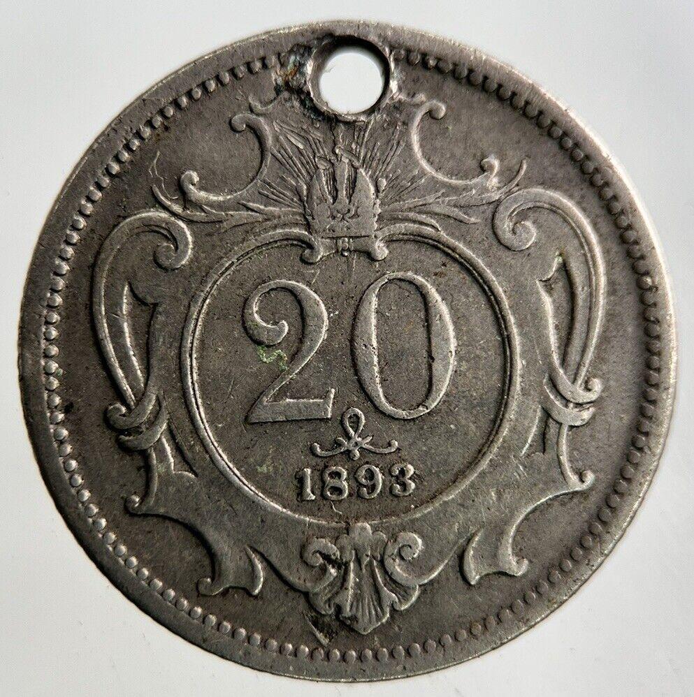 1893 Austria 20 Heller Coin | Fine Collectable Grade