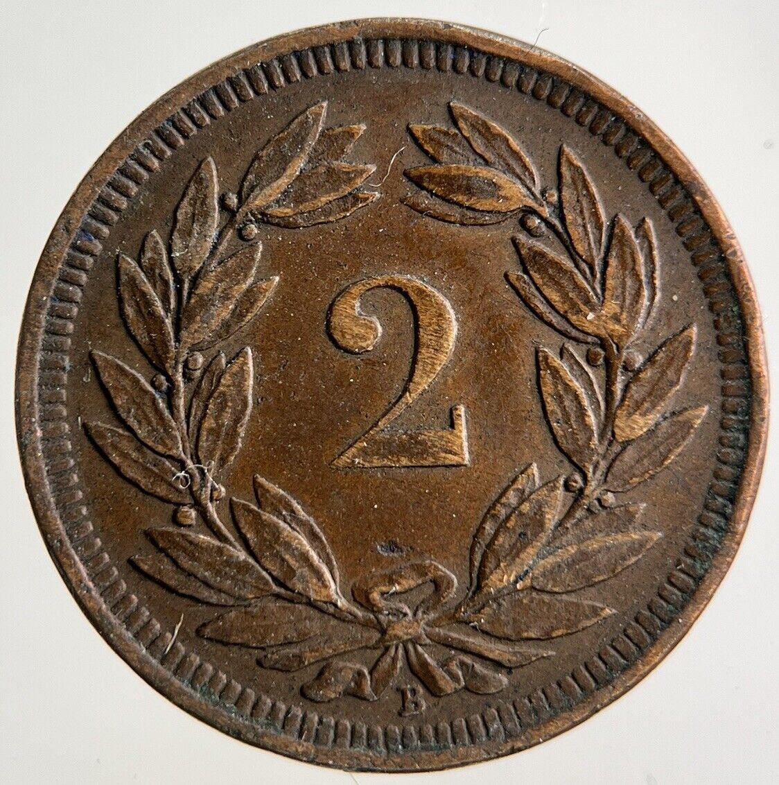 1893 Switzerland Swiss 2 Rappen Coin | Fine Collectable Grade