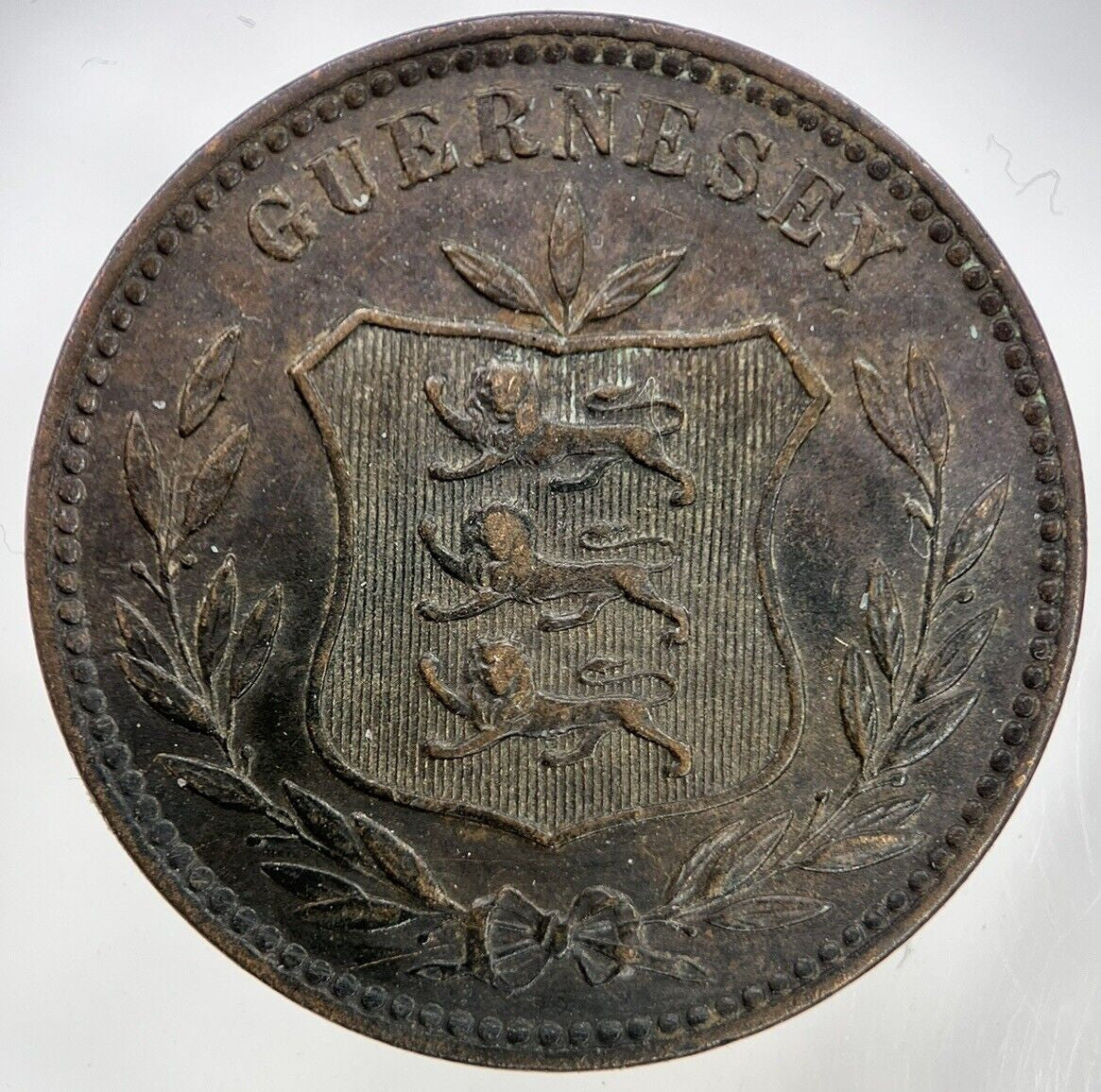 1893 Guernsey 8 Doubles Coin | Fine Collectable Grade