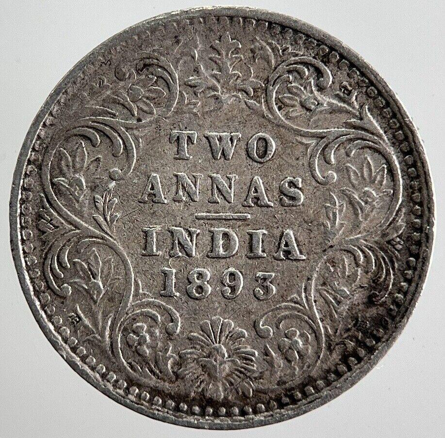 1893 India 2 Annas Silver Coin | Very High Grade