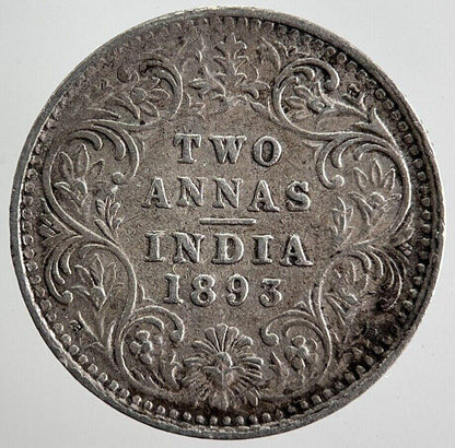1893 India 2 Annas Silver Coin | Very High Grade