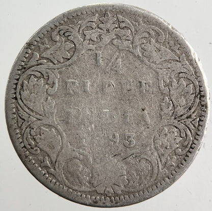 1893 India 1/4 Quarter Rupee Silver Coin | Collectable Grade