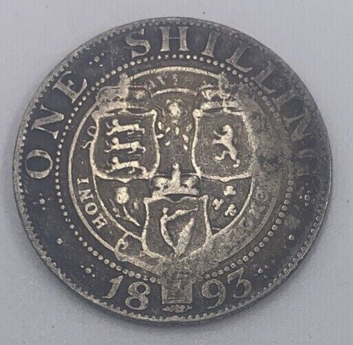 1893 Victoria One Shilling | British Silver Coin | Fair Grade | a025