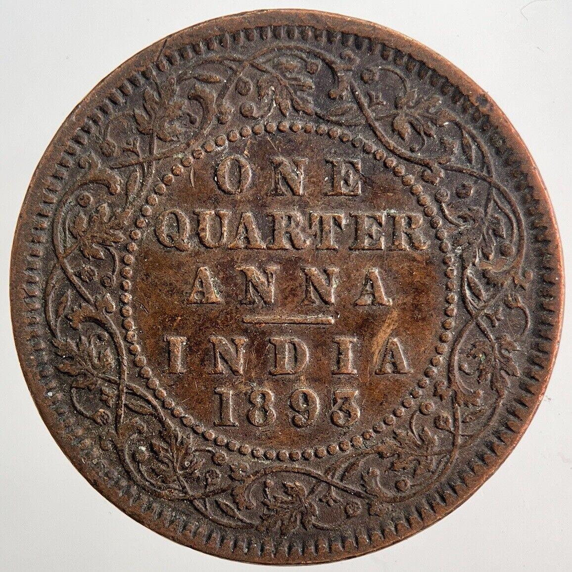 1893 Victoria One Quarter 1/4 Anna Coin | Fine Collectable Grade | a5765