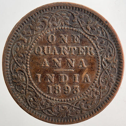 1893 Victoria One Quarter 1/4 Anna Coin | Fine Collectable Grade | a5765