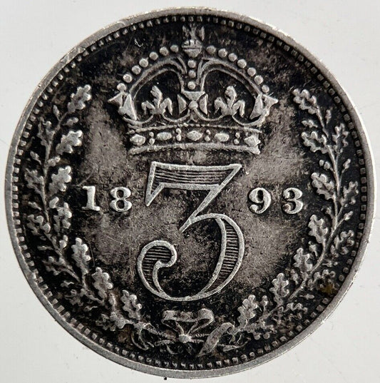 1893 Victoria Silver Threepence Coin | Very High Grade