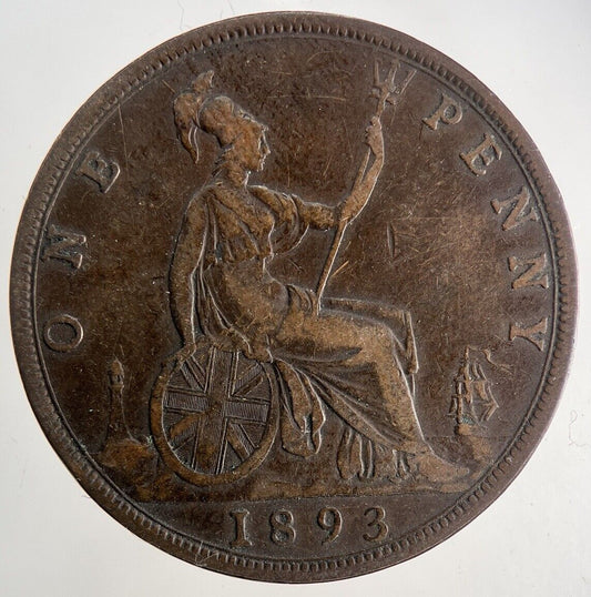 1893 Victoria One Penny Coin | Fine Collectable Grade | a7945