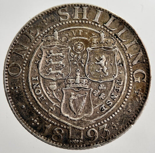 1893 Victoria One Shilling Silver Coin | Very Fine Grade | a8634