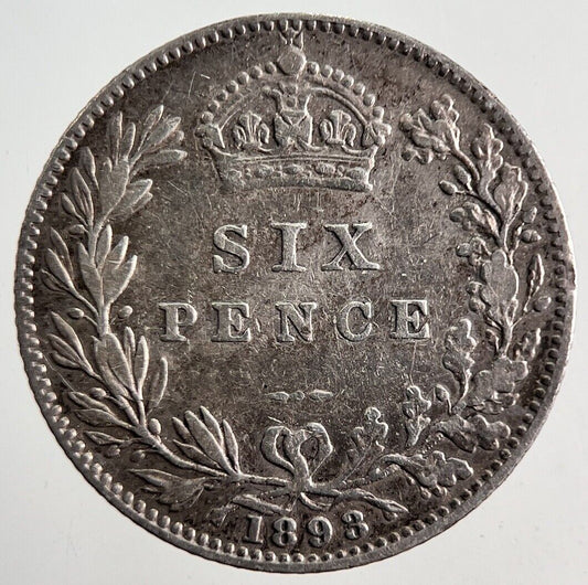 1893 Victoria Sixpence Silver Coin | Fine Collectable Grade