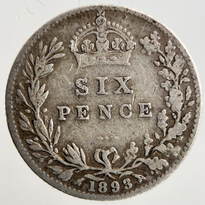 1893 Victoria Sixpence Silver Coin | Fine Collectable Grade