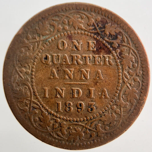 1893 India Quarter 1/4 Anna Coin | Collectable Grade | a1671