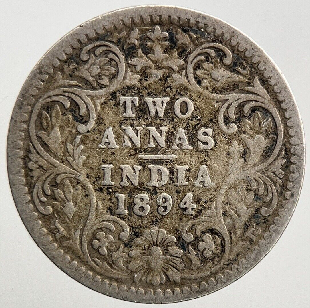 1894 India Two 2 Annas Silver Coin | Collectable Grade | a2717