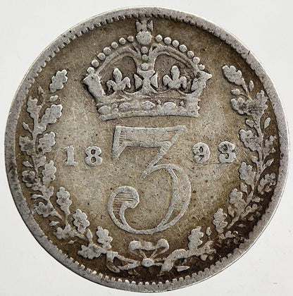 1893 Victoria Threepence Silver Coin | Fine Collectable Grade | a6004