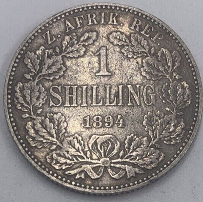1894 One Shilling South Africa Silver Coin | Fine Collectable Grade | a462