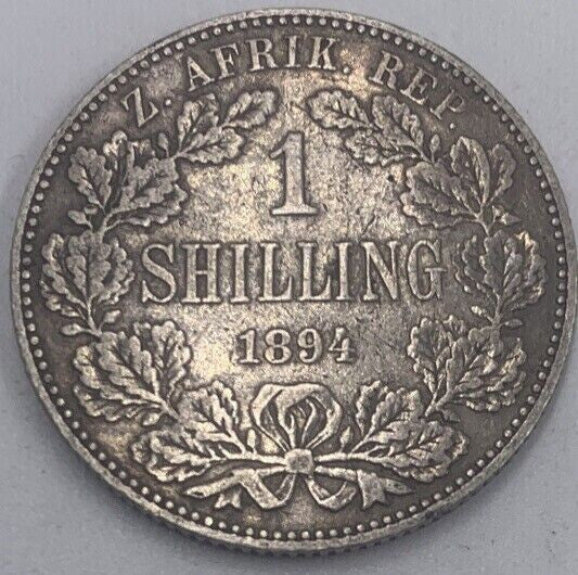 1894 One Shilling South Africa Silver Coin | Fine Collectable Grade | a462