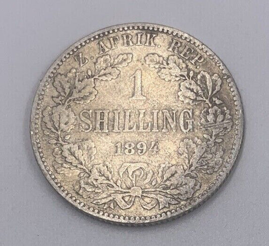 1894 One Shilling South Africa Silver Coin | Fine Collectable Grade | a203