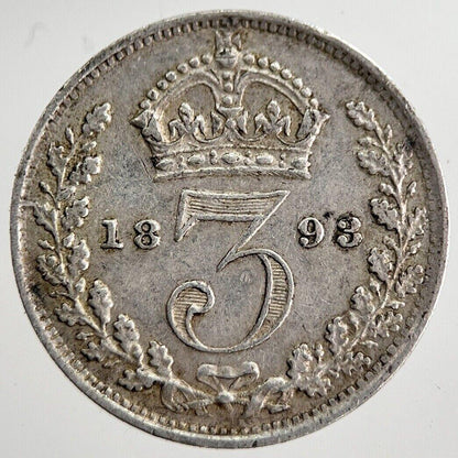 1893 Victoria Threepence Silver Coin | Very High Grade | a8537