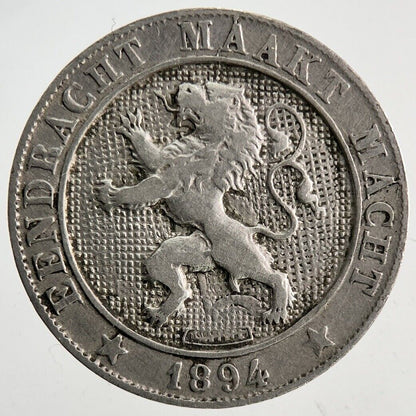 1894 Netherlands 5 Cent Coin | Fine Collectable Grade