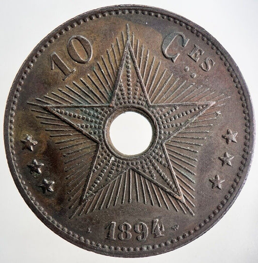 1894 Belgium Congo 10 Ces Centimes Coin | Very High Grade | a4782