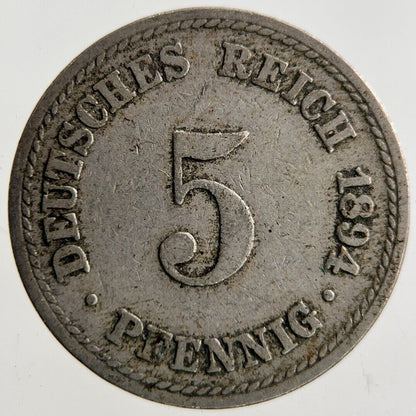 1894 Germany 5 Pfennig Coin | Collectable Grade