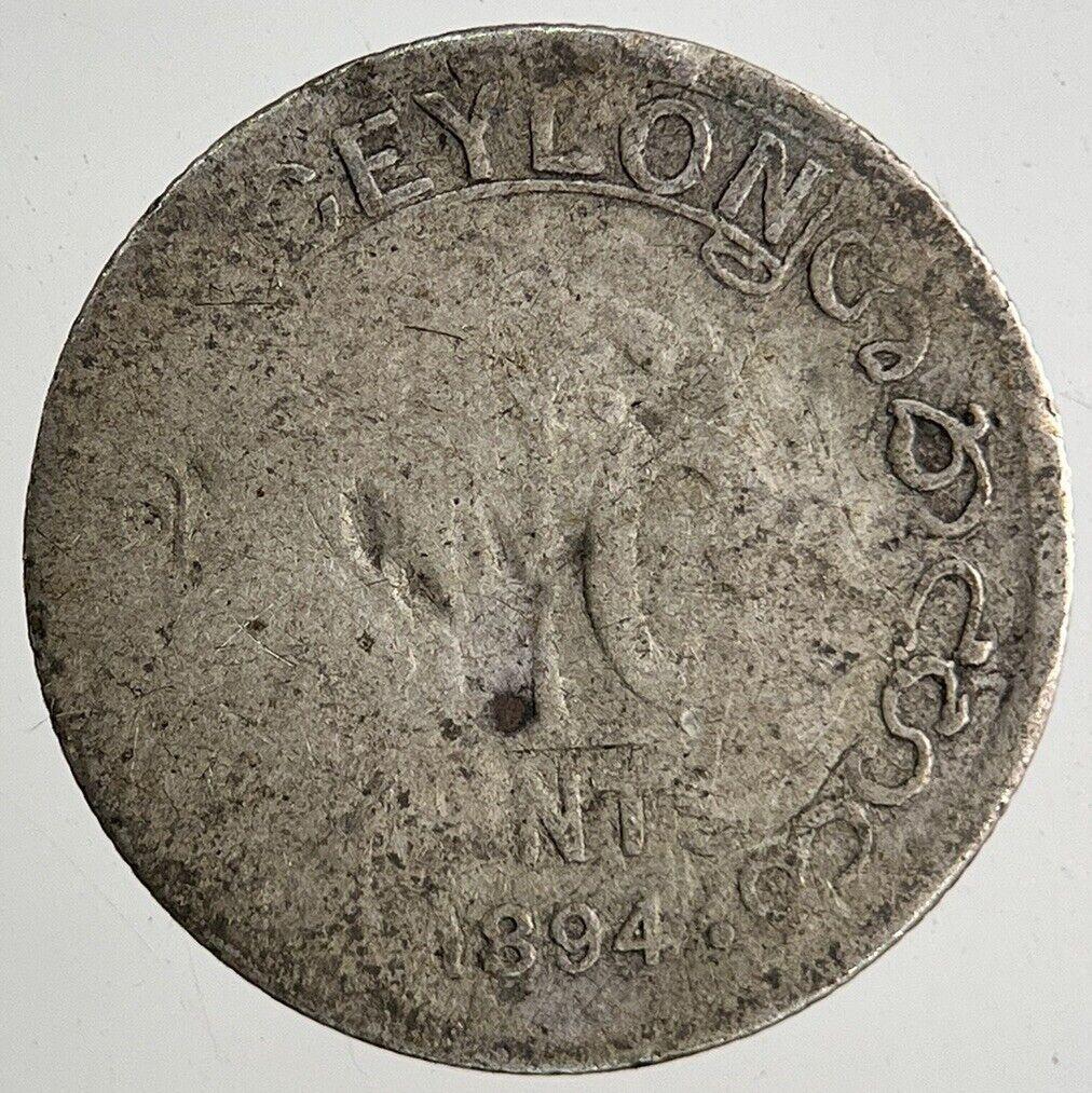 1894 Ceylon 10 Cents Silver Coin | Collectable Grade