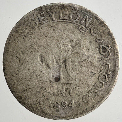 1894 Ceylon 10 Cents Silver Coin | Collectable Grade