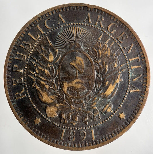 1894 Argentina Dos 2 Centavos Coin | Fine Collectable Grade