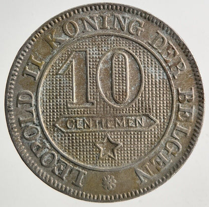 1894 Belgium 10 Cent Centimes Coin | Fine Collectable Grade