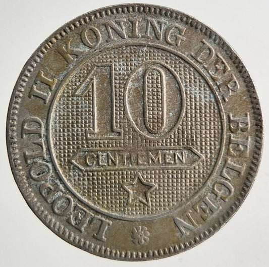 1894 Belgium 10 Cent Centimes Coin | Fine Collectable Grade