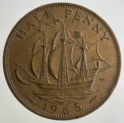 1965 Elizabeth II 2nd 1/2 Half-Penny Coin | Fine Collectable Grade